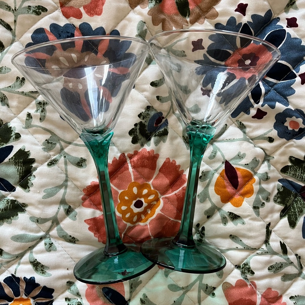 Green Stem Martini Glasses